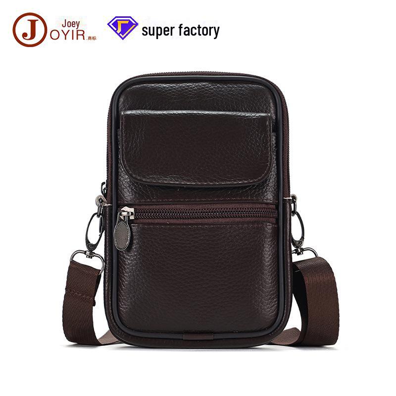 

Мужская маленькая сумка через плечо из натуральной кожи - модный, универсальный рюкзак из коровьей кожи и сумка-мессенджер 6041 top layer cowhide коричневый
