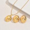 Wind Lady Long Pendant Necklace Geometric Ring Metal Design Stud Earrings Niche Jewelry Set Women