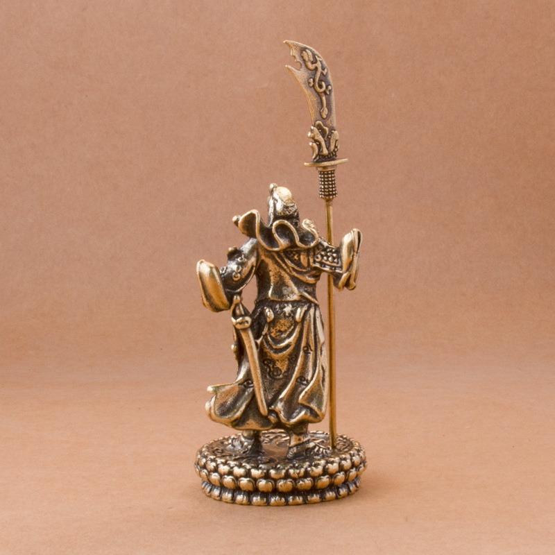 1 stück Kupfer Chinesische Feng Shui Guan Gong Statue Gott des Krieges Antike Skulptur Hause Dekoration Feng Shui Ornament Schreibtisch Dekor handwerk