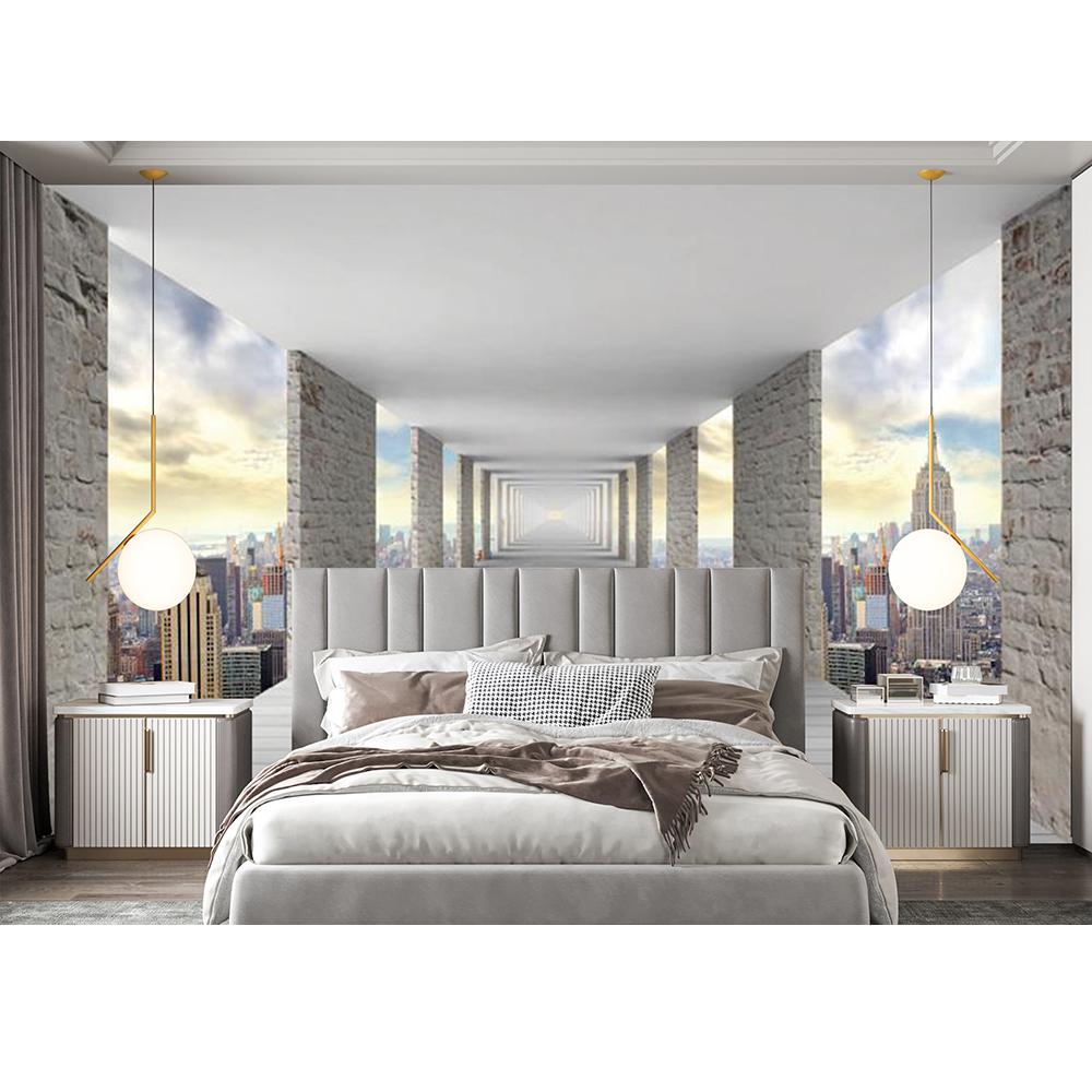 3d Space City Wallpaper Gray Brick Wall Mural Bedroom Room Decor Home Living Room Tv Background Large Wall Mural