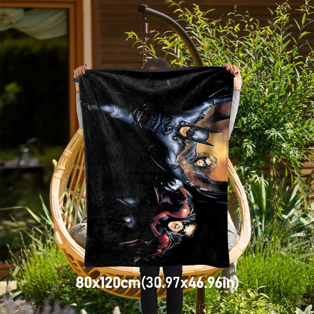 1pc Batman Catwoman Robin Outdoor Blanket - Throw Blanket, Soft , Flannel Blankets, Living Room, Travel, Camping-1102059 80x120cm