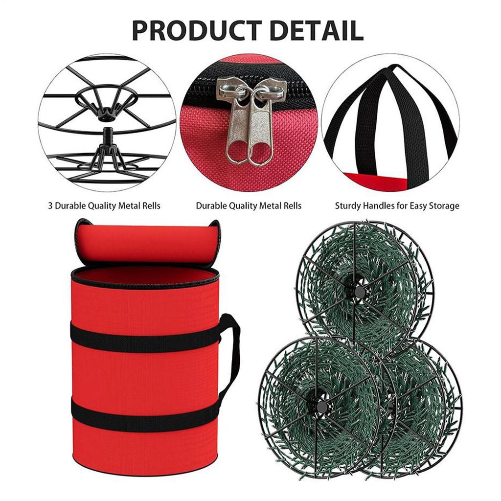 Christmas Lamp Storage Bag Round Oxford Cloth Christmas Lights Storage Holder Containers For Wrappers Extension Cords Wreaths