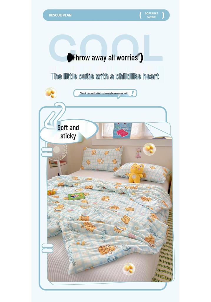 Soft Cotton Air-Conditioning Quilt: Smooth, Machine Washable Summer Blanket for Kids with Soybean Fiber