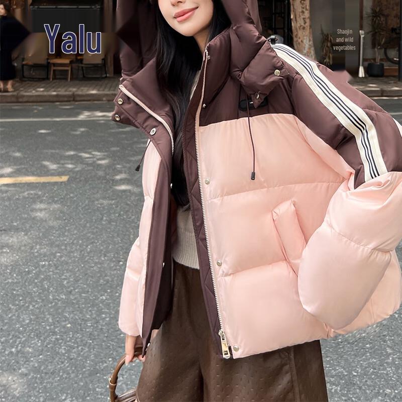 

Yalu RS Women s Fashion Hooded Color-Block Short Down Jacket XL