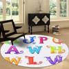 Modern Cartoon Letter Texture Print Round Area Rug,White Washable Carpet Runner - Non Slip Circle Rug Carpet Absorbent Mat for