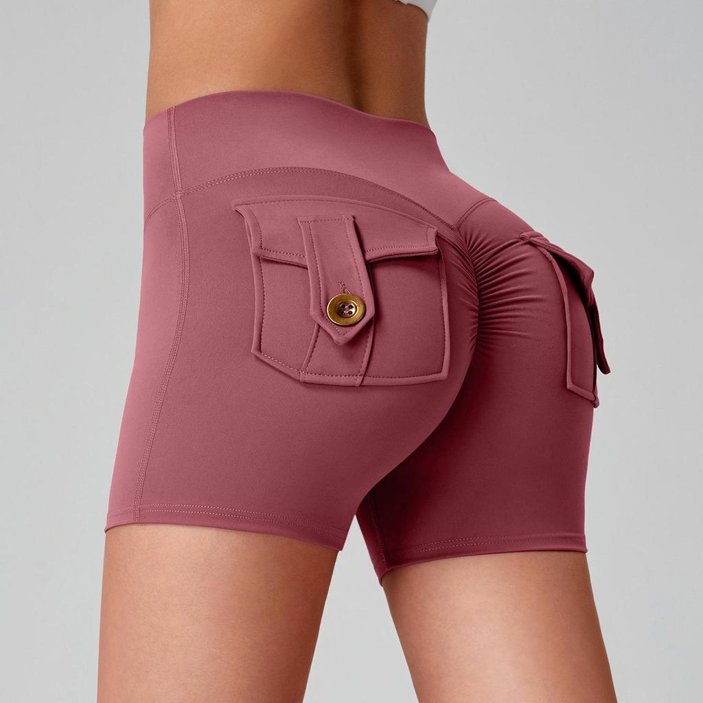 Pantaloncini da Yoga da Donna Asciugatura Rapida Peach Butt con Tasche Cargo