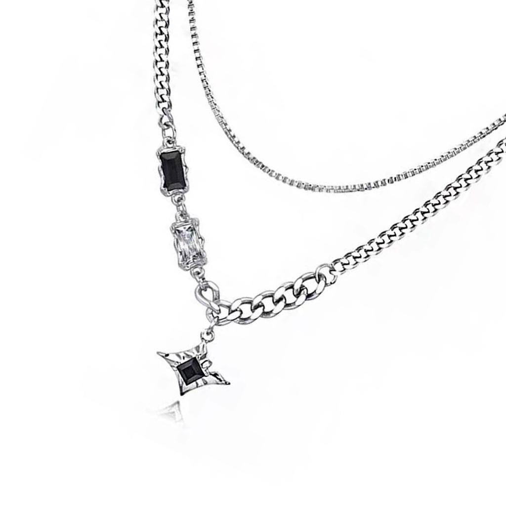 Double Layer Lucky Star Necklace For Men Hip Hop Jewelry Urban Streetwear Style Unisex Couple Chain Alloy Design