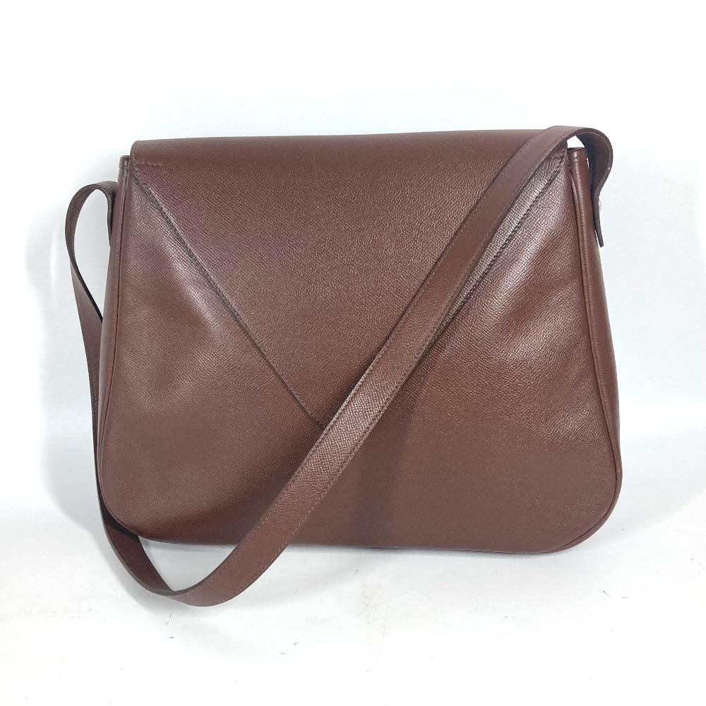 HERMES Christie Rhone bag flap Shoulder Bag Leather Brown/SilverHardware