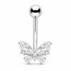 Silver Color Dangle Butterfly Flower Belly Button Ring Stainless Steel Sexy Navel Piercing Jewelry