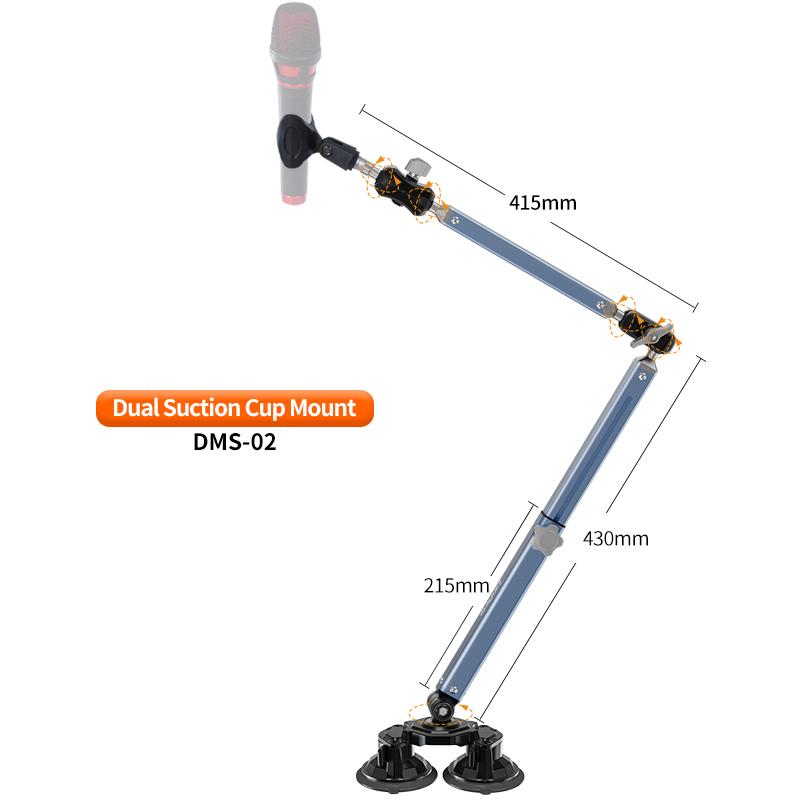 LanParte Professional Heavy-Duty Desktop Microphone Stand Aluminum Alloy Boom Arm with Dual Suction Cup Mount for Live Streaming