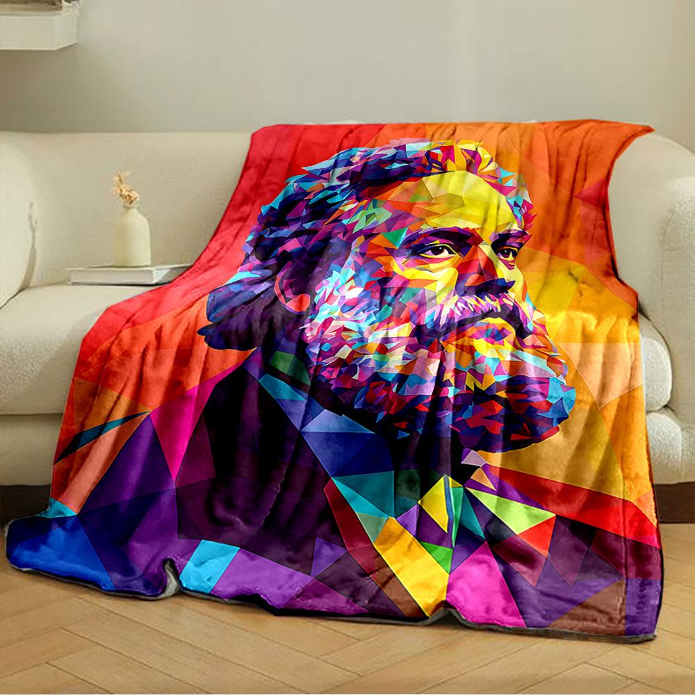 Colorful Geometric Portrait Blanket for All Seasons Blanket Lunch Break Throw Gift