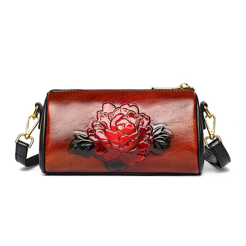 Premium Textur Etnisk Hinkväska med Stor Kapacitet - Präglad Crossbody-väska för Pendling och Vardagsbruk