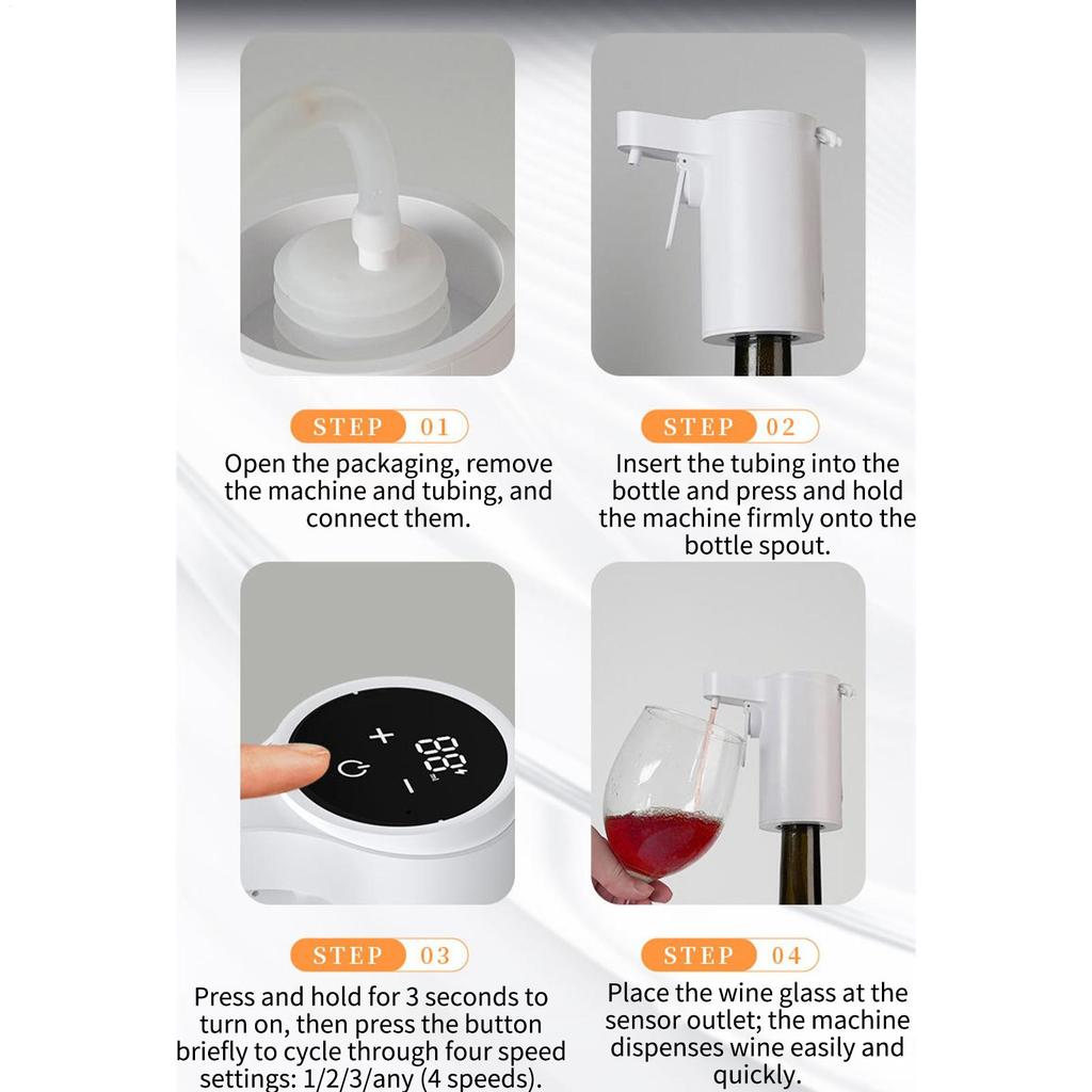 Electric Wine Aerator Dispenser Electric Touch Screen 4-Mode Digital Alcohol Bottle Dispenser  Wine Decanter Wine Aerator Pourer