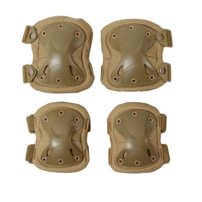 Camouflage Tactical Knee & Elbow Pads Set: 4-Piece Gear for Combat, Training, Riding & Sports Protection