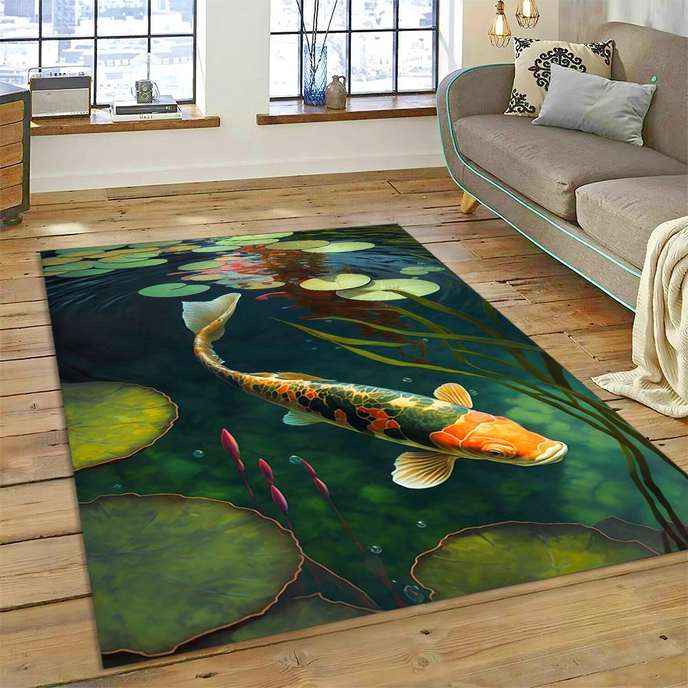 Koi kapr naturalizovat jin jang ryba kreslený koberec koberec pro domácnost obývací pokoj ložnice pohovka rohožka dekorace, dětský koberec protiskluzová podložka