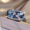Royal Blue Crystal Water Drop Stone Ring Simulated Aquamarine Engagement Rings For Women Vintage CopperColor Wedding Party Band