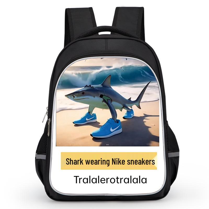 Cross-border Classic Mountains & Seas Stick Figure Kids' Backpack for Grades 1-6 - Load-Reducing Double Shoulder Bag for Boys