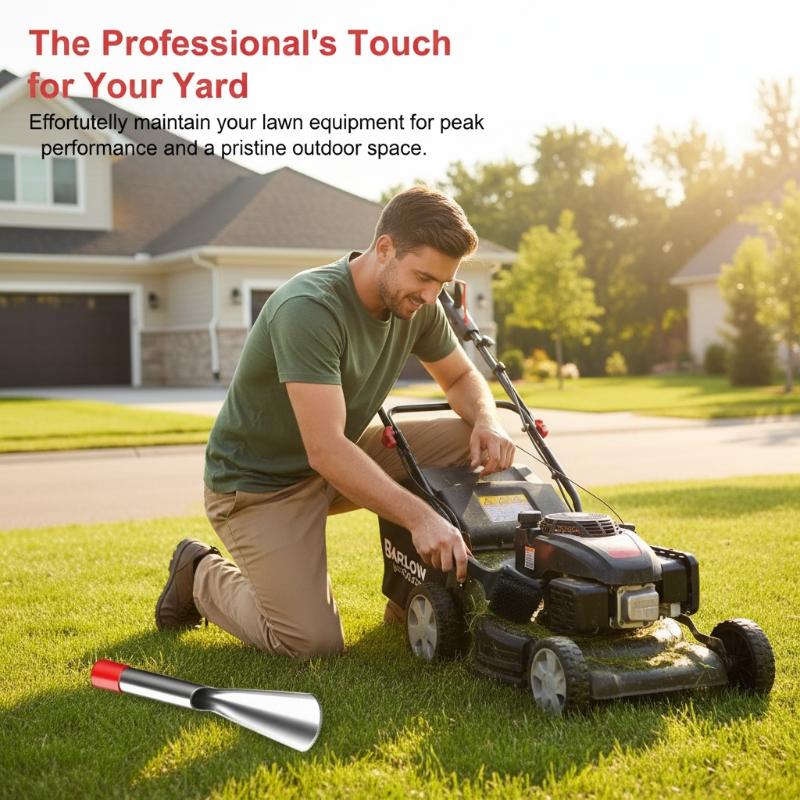 2 Pcs Lawn Mower Cleaning Kit Efficient Scraper & Brush Stainless Steel Ergonomic For Professional Lawn Maintenance