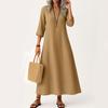 Elegant Long Boho Beach Maxi Dress For Women V Neck 3 4 Sleeve Summer Dress