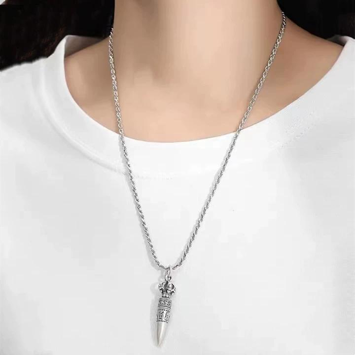 Titanium Steel Diamond Pestle Gawu Can Be Opened Pendant Necklace Pendant Bullet Six Character Mantra Removable Retro Men