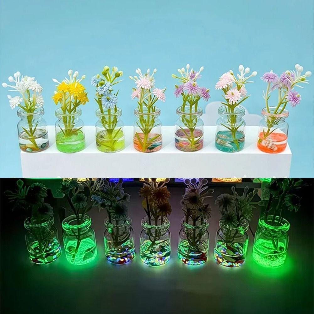 10 Stück Glasmaterial Leuchtende Mini-Vase Kreative Mini-Vase Figur Schlafzimmer Dekor