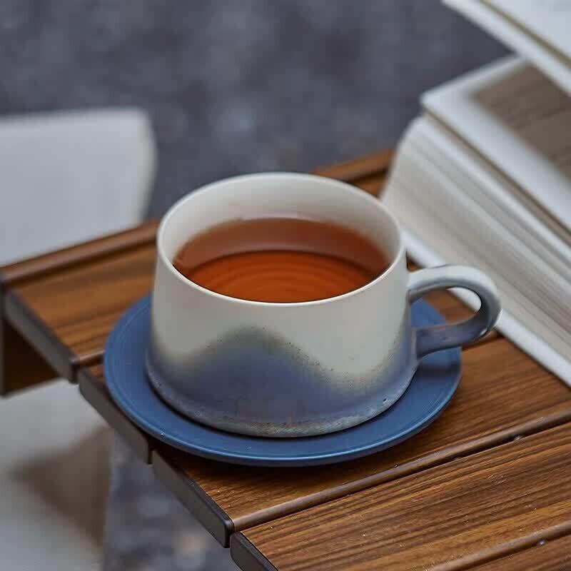 Jingdezhen Underglaze Mountain Sea Blue Coffee Cup