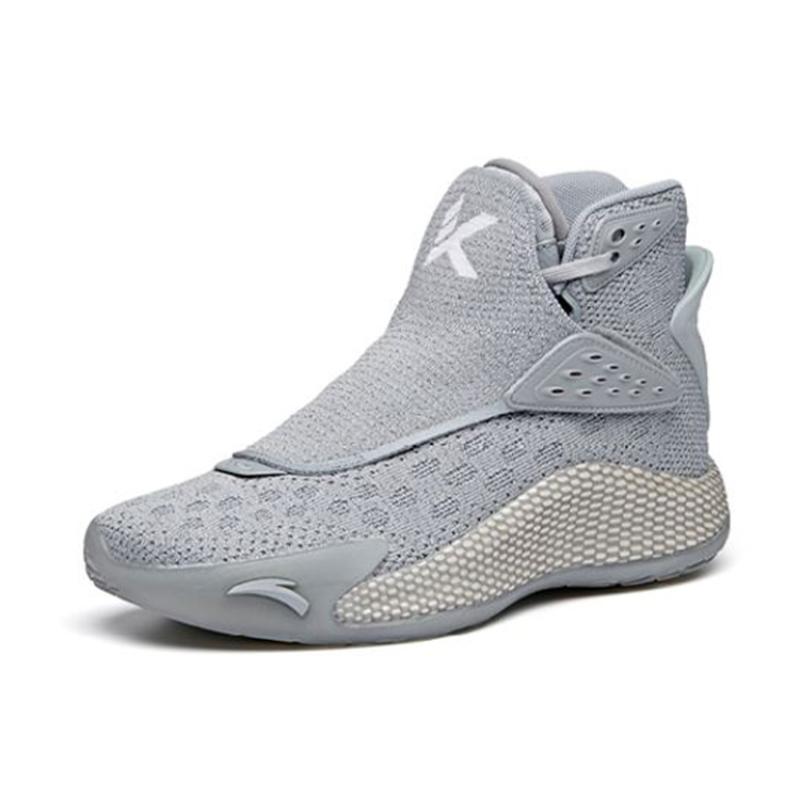 Anta KT5 Cushioning Anti-Slip And Wear-Resistant High-Top Basketball Shoes Men's Gray Silver Sneakers