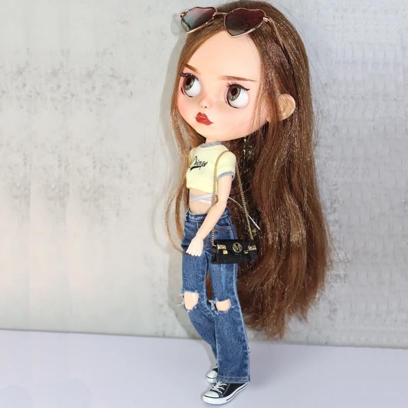 Para Ropa de Muñeca Blythe Pantalones Vaqueros de Campana para Muñecas Ob24 Ob22 Azone Conjunto