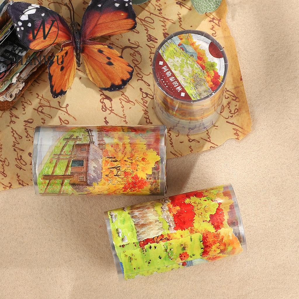 JIANWU 70mm*5m Autumn In Altay Series Vintage Tree Field Landscape Material Collage PET Tape Creative DIY Journal Stationery