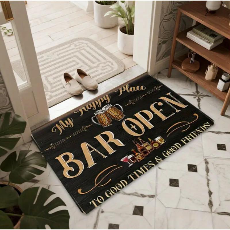 The Beer Welcome Mat Themed 'bar Open' Features Anti Slip Design Living Rooms Kitchens Dining Rooms Terraces Cafes Home Decor