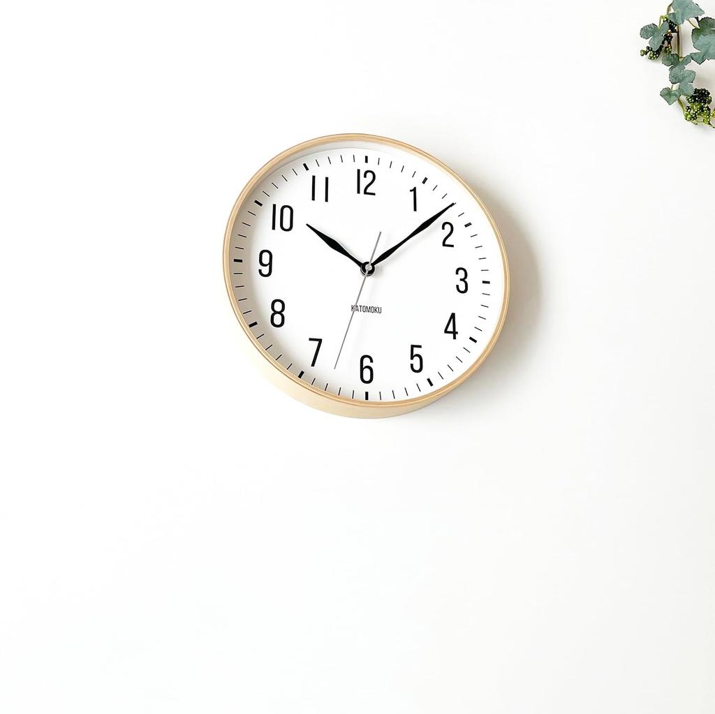 KATOMOKU Plywood Clock 19, Natural, km-111NA, Wall Clock with Continuous Second Hand, 30.4cm Diameter (quartz Clock)