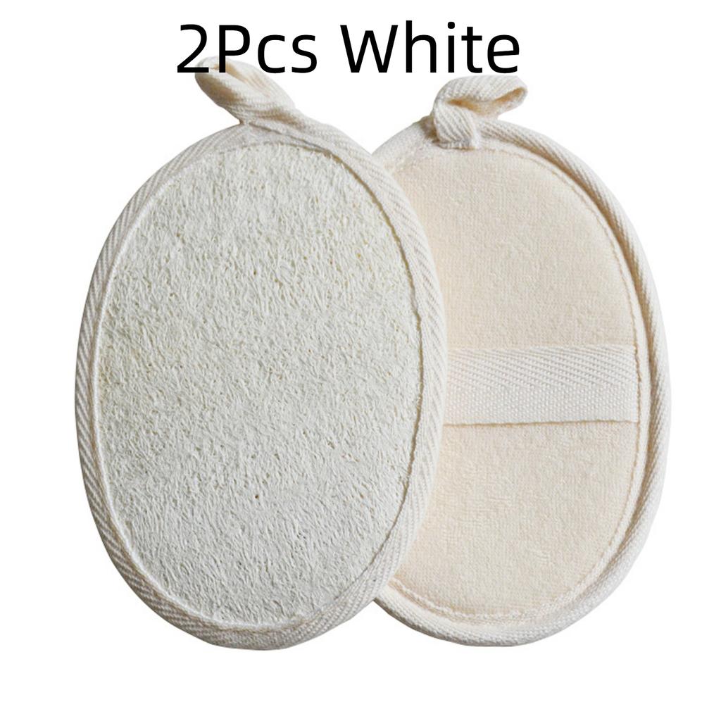 2Pcs Natural Loofah Body Shower Scrubber Bath Exfoliating Sponge Soft Shower Brush With Hook Towel Sponge Merchandises Scrubber