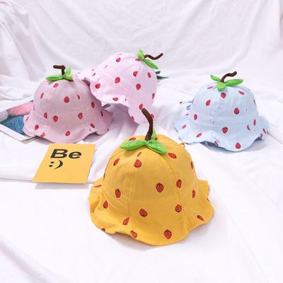 Strawberry Printed Baby Hat Summer Bucket Cap Outdoor Beach Panama Cap Kids Sun Hat