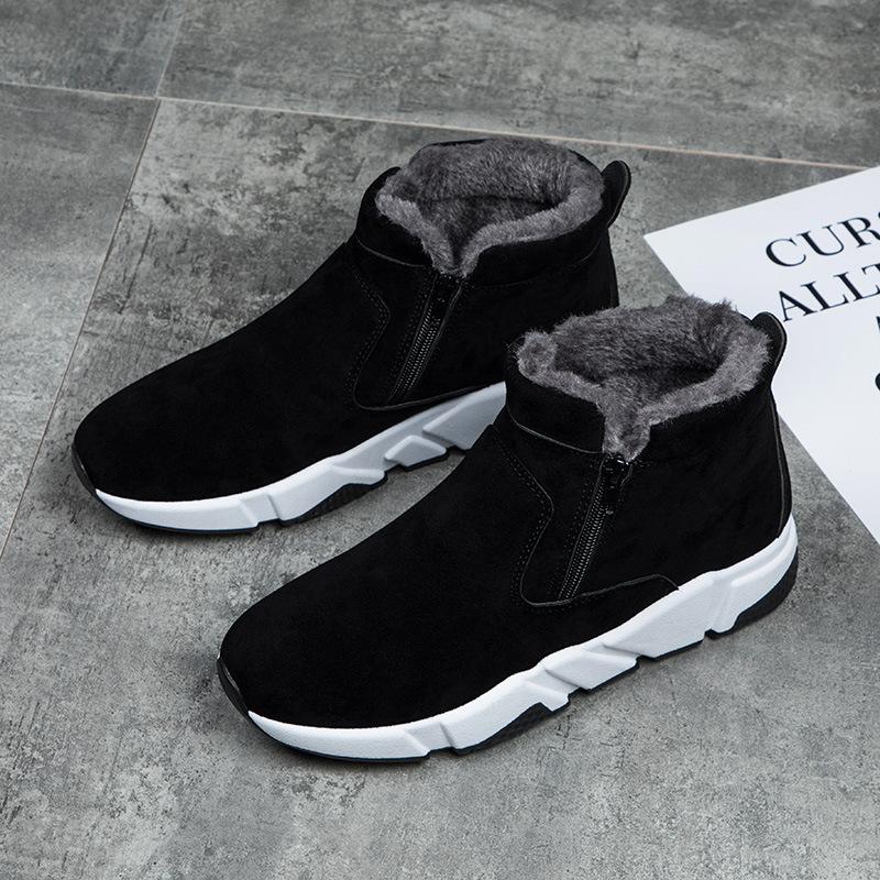 

Зимние мужские модные кроссовки из коровьей замши, мужские кожаные зимние ботинки, обувь с высоким голенищем на двух молниях, мужские теплые ботинки с плюшевой подкладкой из меха 10 чёрный