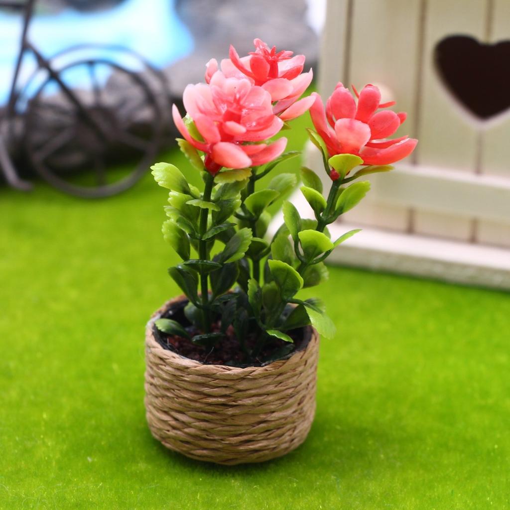 Mini Cute Green Plant Pot Flowervase Simulation Potted Plants Miniature Doll House Furniture Home Decoration