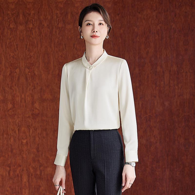 Women's Stand-Collar Long-Sleeve Chic Shirt - Spring & Autumn 2024