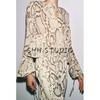 Round Neck Long Sleeves Animal Pattern Print Shirt 3716826 Mid-Waist Straight Translucent Pants 3660828