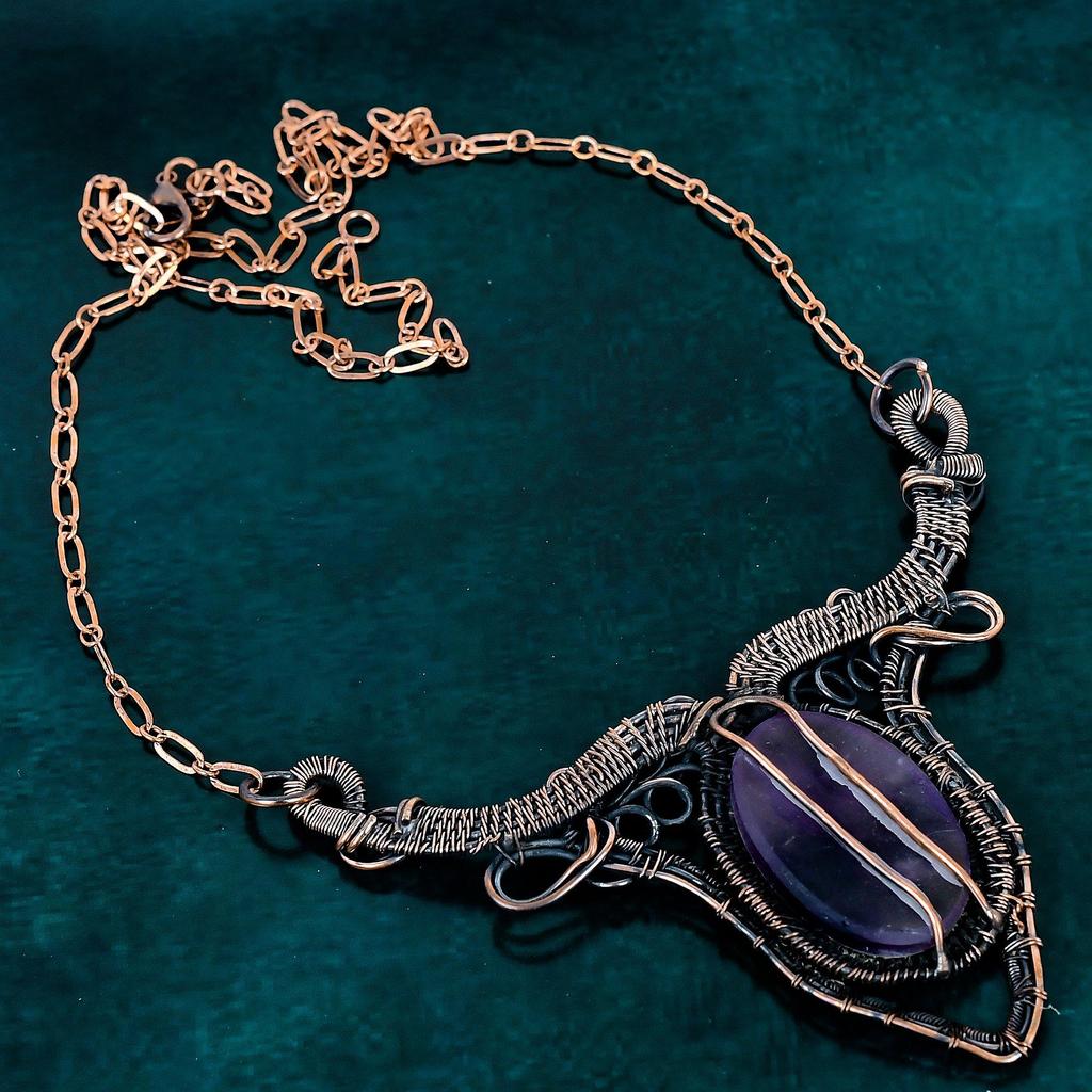 Star amethyst necklace copper wire wrapped jewelry natural gemstone ooak necklace handmade jewelry copper wire necklace thanksgiving gifts