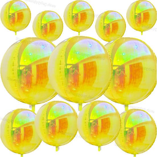 12 Stück schillernde 4D runde Folienballons 22/12/10 Zoll holografische 4D-Folienballons Helium Luft Globos Meerjungfrau Geburtstag Hochzeit Dekoration 5