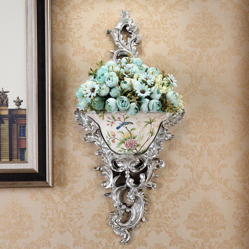 European Wall-Mounted Vase: Creative Resin Ornament for Retro Home Decor