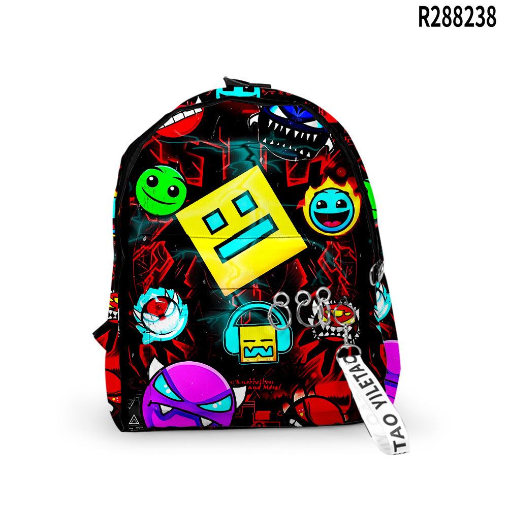Klassieke Populaire Geometry Dash Rugzakken Jongens/Meisjes Leerling Schooltassen 3D Print Sleutelhangers Oxford Waterdichte Leuke Kleine Rugzakken
