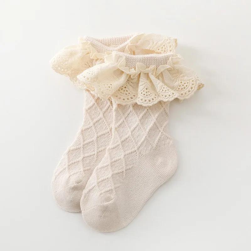 Fashion Newborn Toddlers Girls Ruffled Socks Frilly Cotton Ankle Socks with Lacework Decoration 0-3Y Baby Girls Socks