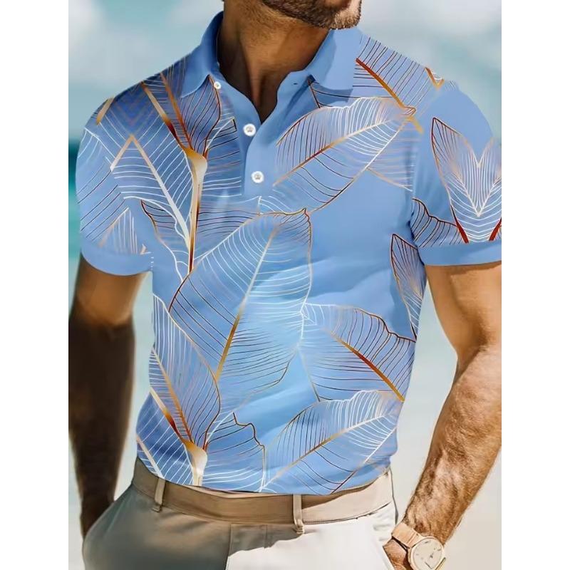 Men's 3D Print Leaves Polo Short Sleeve Polo Shirts Collared Shirts Casual Resort School Outdoor Daily Wear Vacation Wear