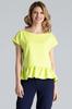 Elegant Blouse with Peplum and Boat Neckline, Lime M388, Size