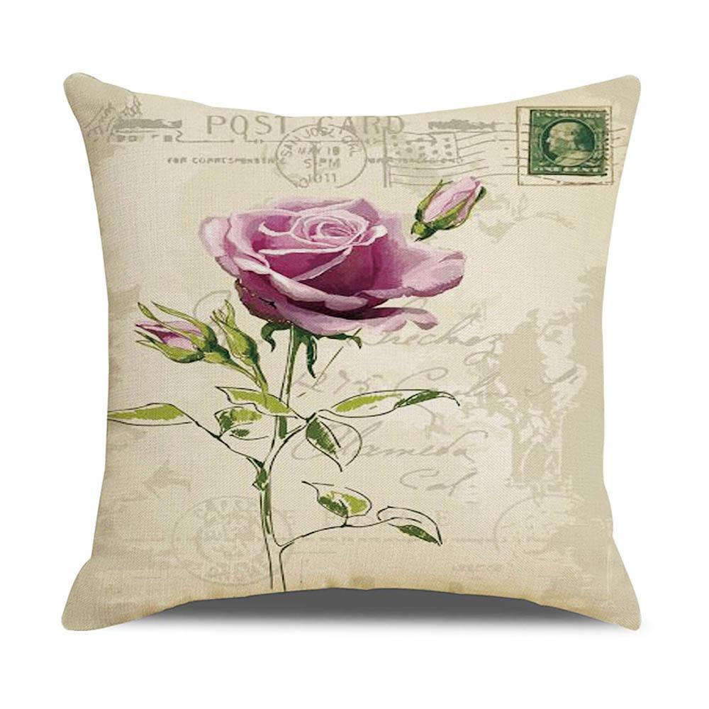 New Vintage Floral Pillow Linen Printed Sofa Home Office Decorative Cushion Cover