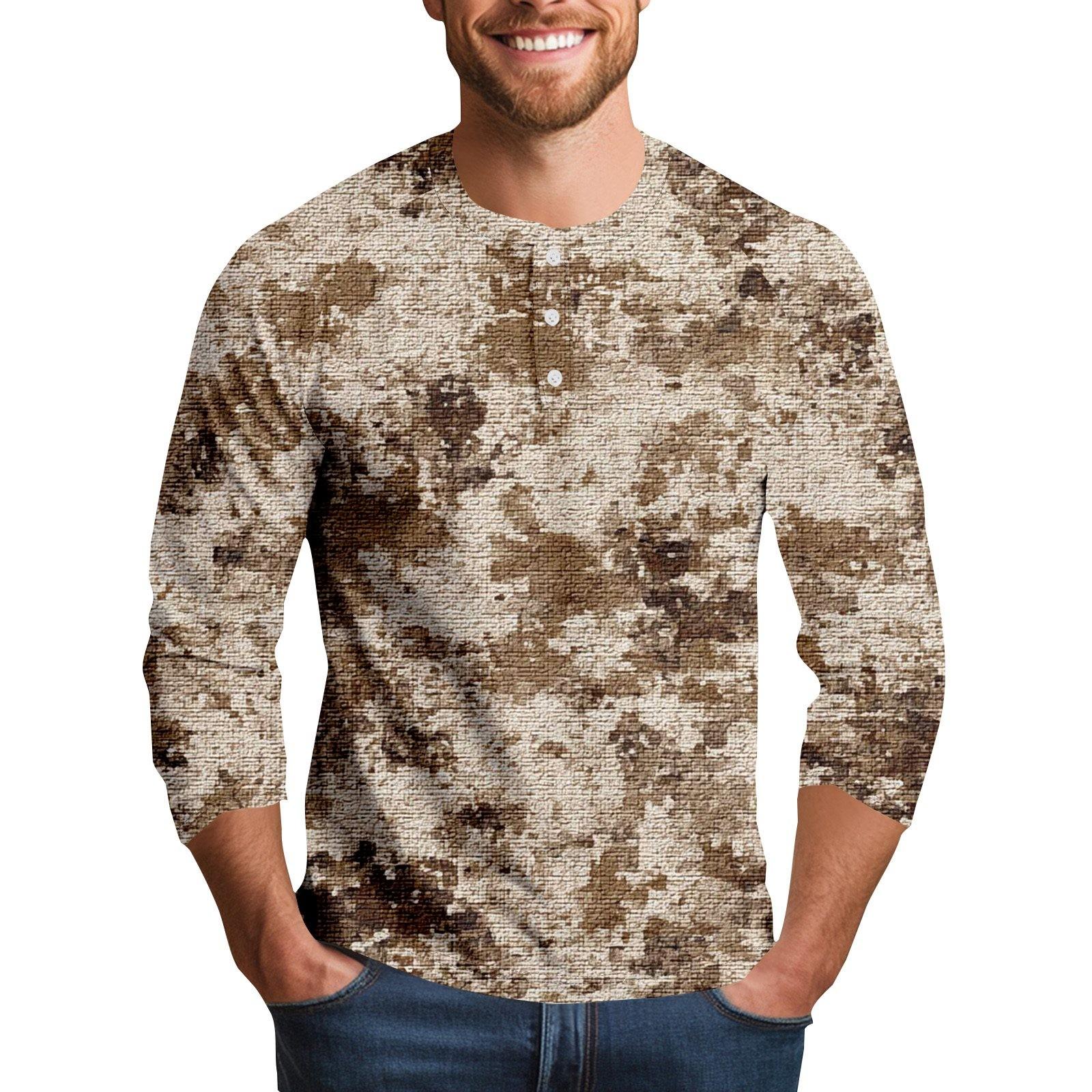 

Men s Camouflage Print Collar Seven Quarter Sleeve XL