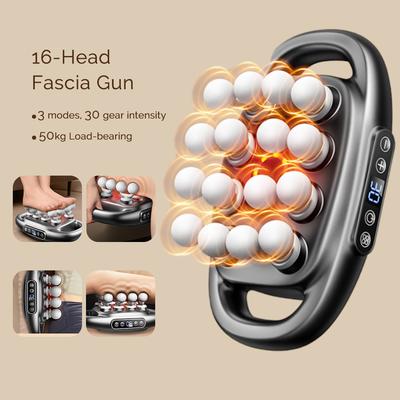 Pistola de massagem corporal de alta frequência com 16 cabeças, massageador de costas e cintura, massageador de pescoço e ombros, massageador muscular