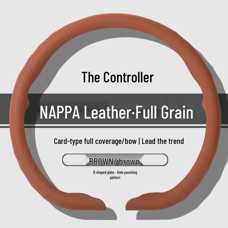 Premium Nappa Leather Steering Wheel Cover - Anti-Slip, Breathable, Ultra-Thin, All-Season