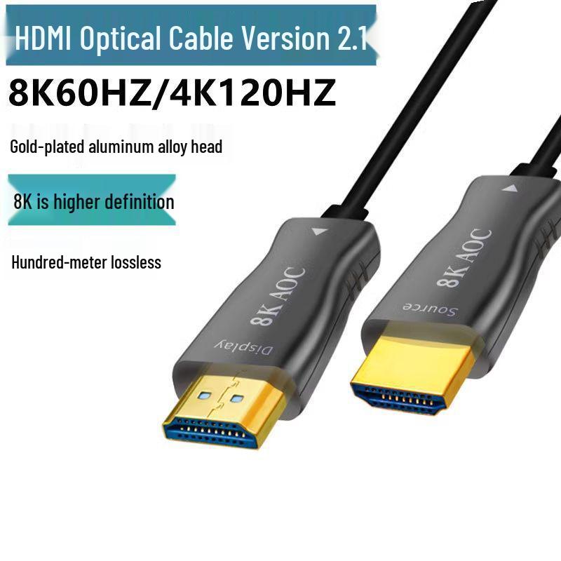 HDMI 2.1 Optical Fiber Cable for 4K/8K High-Definition Video, Monitor, TV, and Projector Connection Extension
