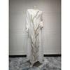Dubai Arabic Turkish White Mesh Sequin Embroider Gown Dress Saudi Elegant Robe Dress